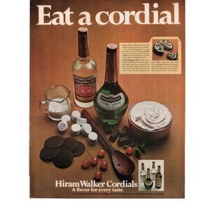 Hiram Walker Cordials Magazine Advertisement 1969 Liquor Eat a Cordial Recipe